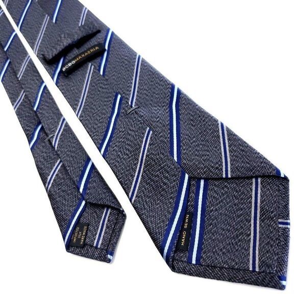 BCBG Maxazria Gray Silk Tie Woven Striped - Picture 3 of 6